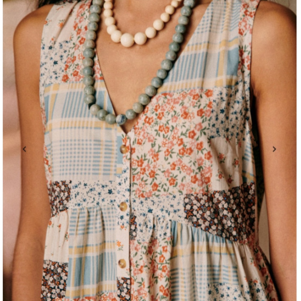 HEMMED Sezane ALAMEDA dress floral patchwork